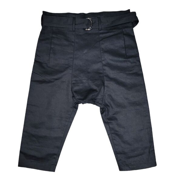OAK NYC Mens Size XS Belted‎ Drop Crotch Panel Pants Cropped Black New With Tags - Picture 1 of 8